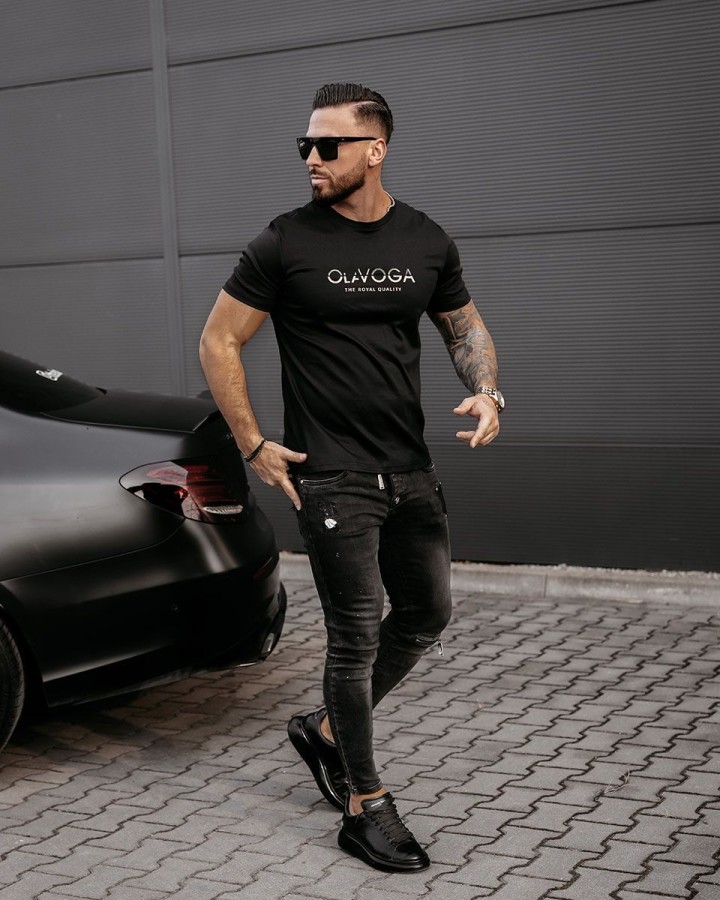 T-shirt męski OLAVOGA LEVY 2025 czerń - FashionPlace - 1