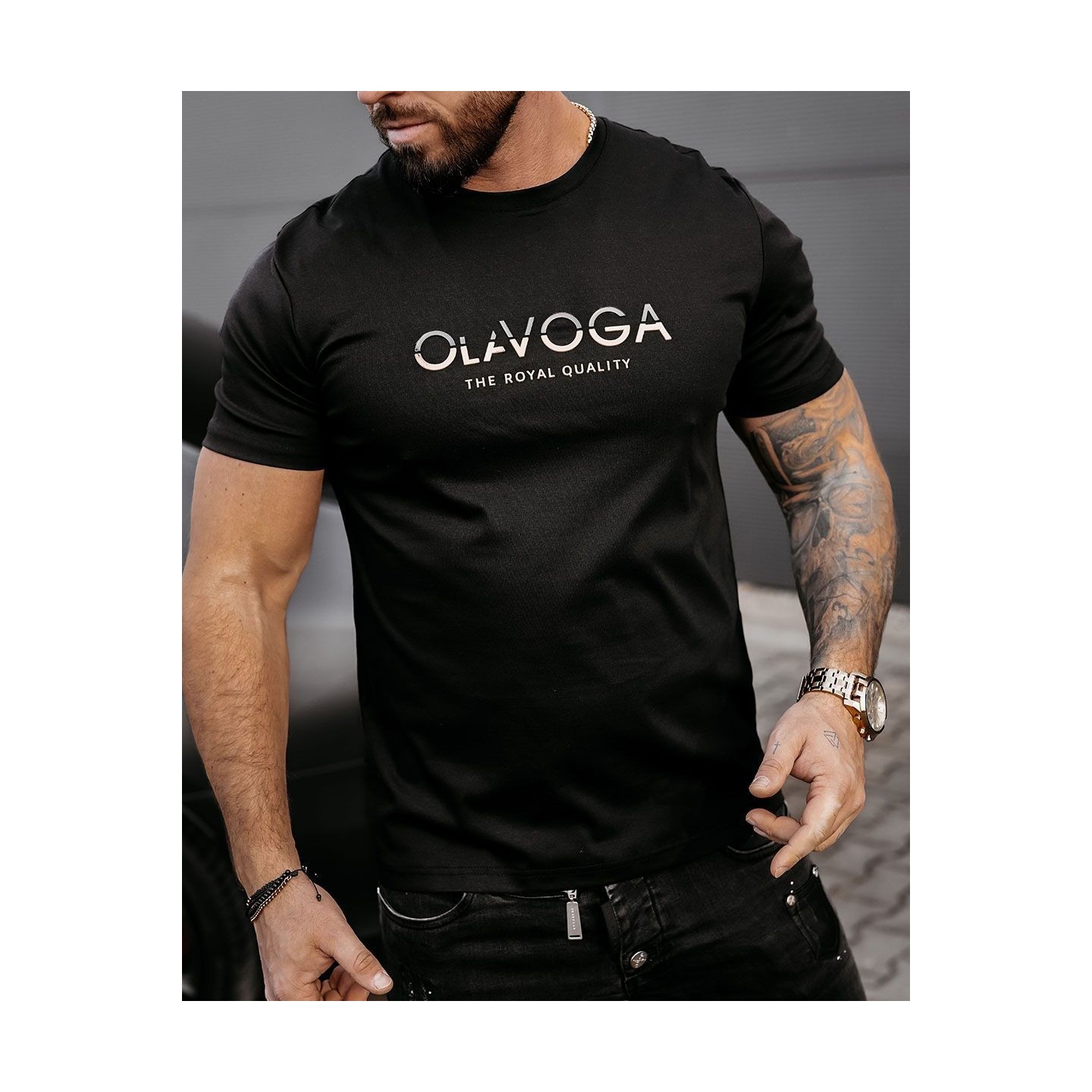 T-shirt męski OLAVOGA LEVY 2025 czerń - FashionPlace - 2