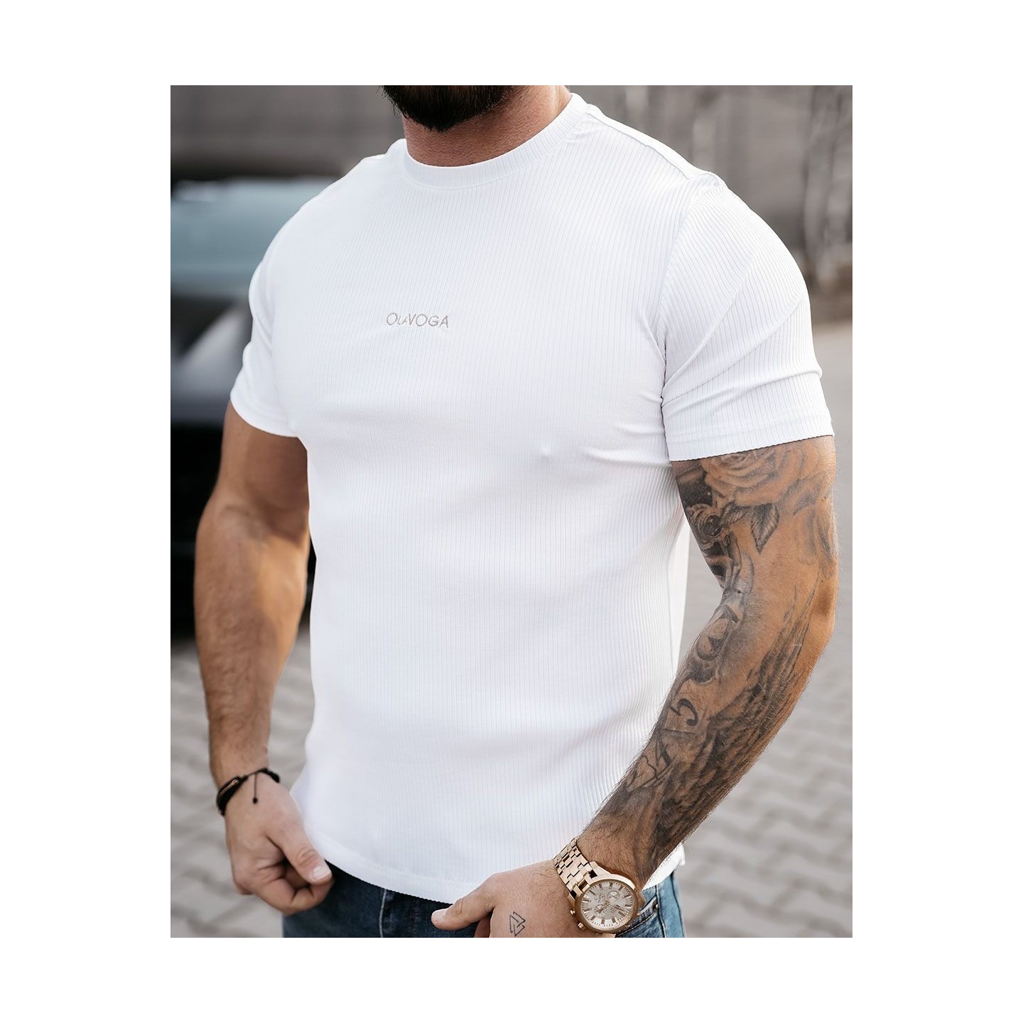 T-shirt męski OLAVOGA MORON 2025 ecru - FashionPlace - 2