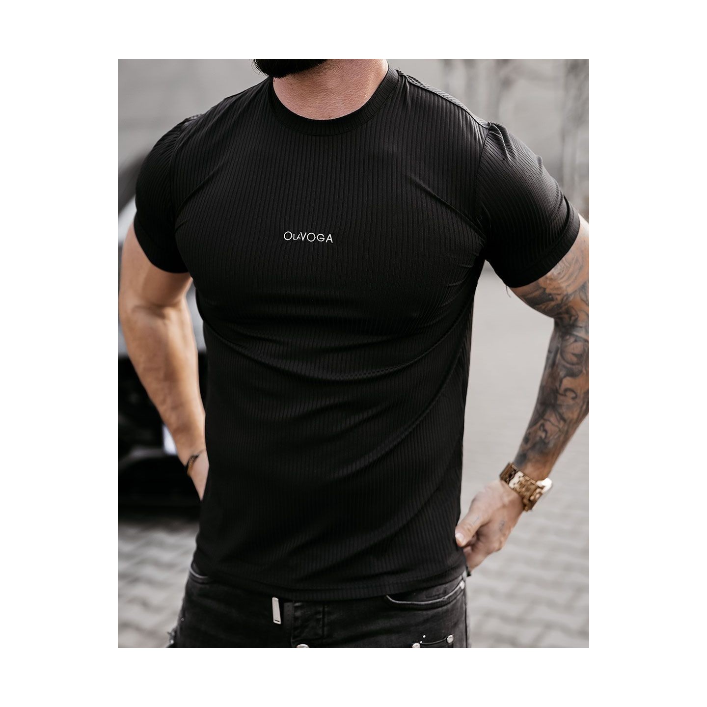 T-shirt męski OLAVOGA MORON 2025 czerń - FashionPlace - 2