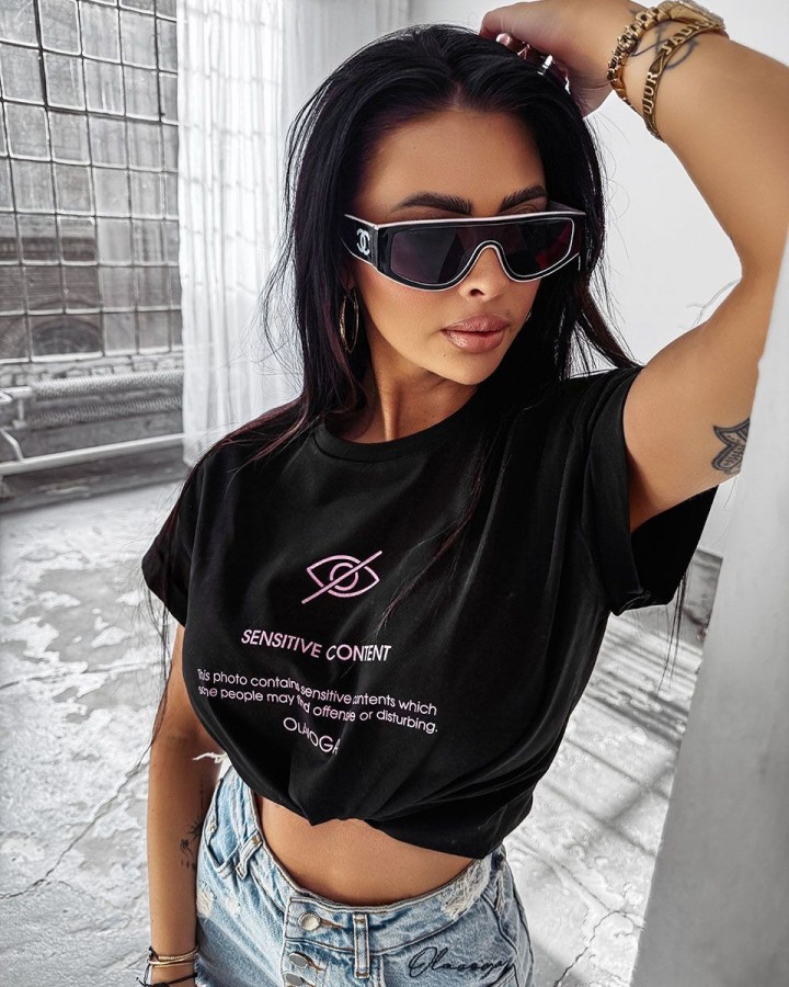 T-shirt damski OLAVOGA GLASS 2025 czerń - FashionPlace - 2