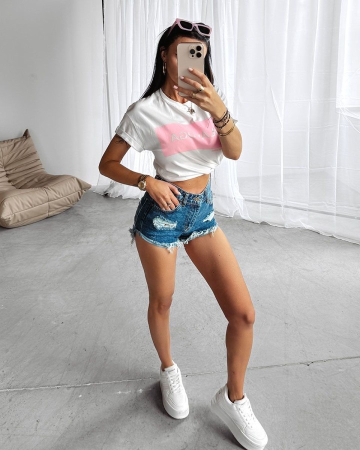 T-shirt damski OLAVOGA SNACK 2025 ecru - FashionPlace - 4