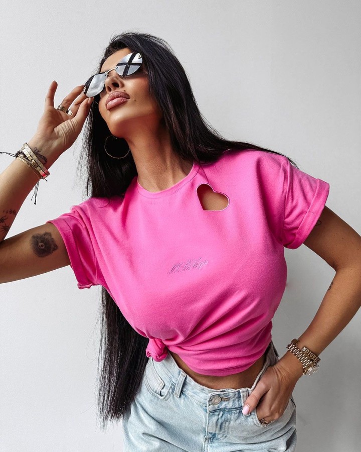 T-shirt damski OLAVOGA LILAC 2025 róż - FashionPlace - 1