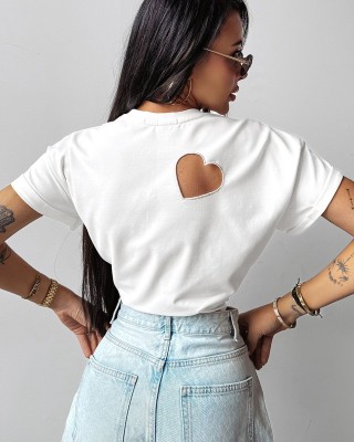 T-shirt damski OLAVOGA LILAC 2025 ecru - FashionPlace - 1