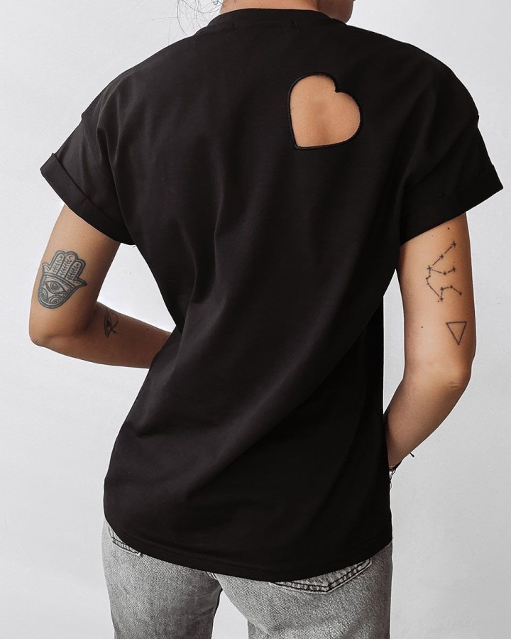 T-shirt damski OLAVOGA LILAC 2025 czerń - FashionPlace - 3