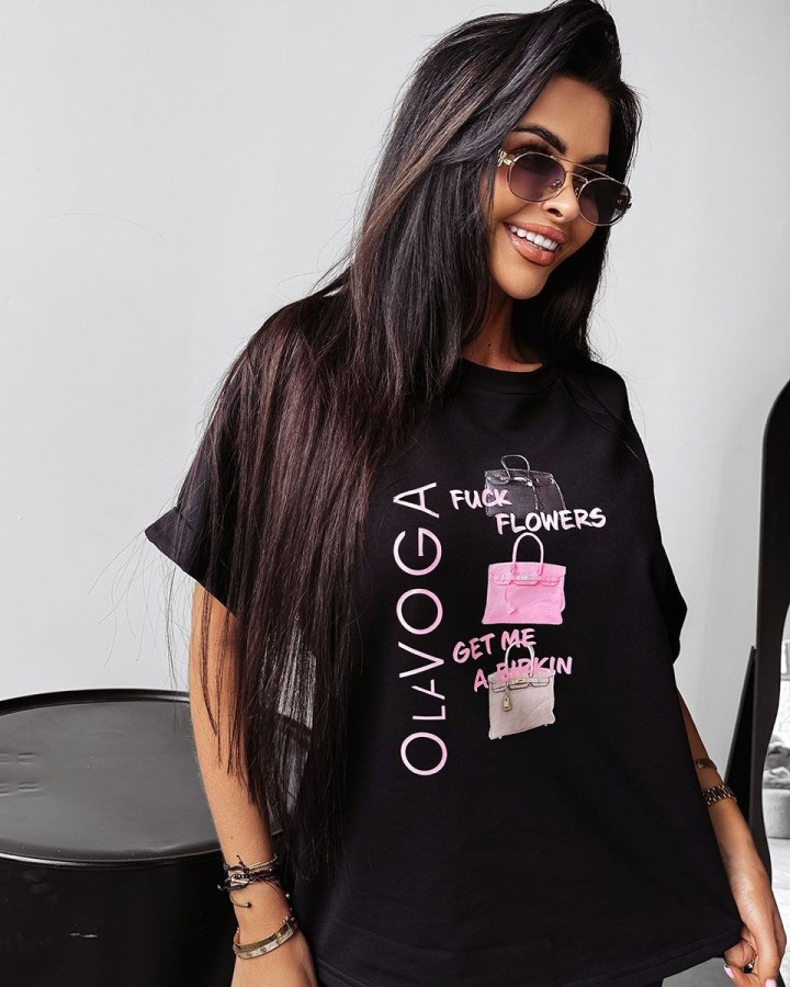 T-shirt damski OLAVOGA MELANIA 2025 czerń - FashionPlace - 3