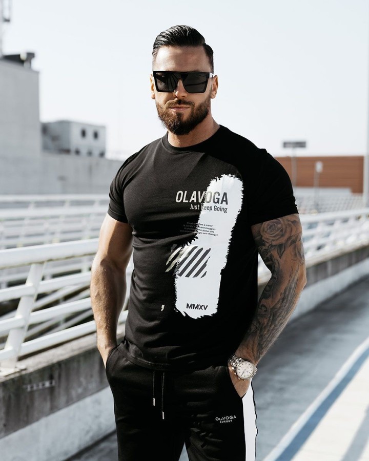 T-shirt męski OLAVOGA SLEEK 2025 czerń - FashionPlace - 2