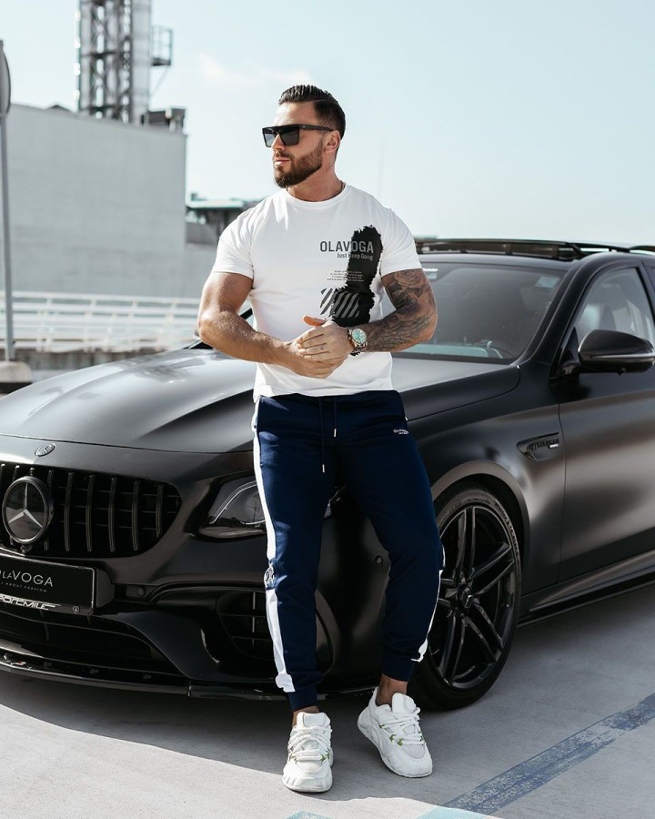 T-shirt męski OLAVOGA SLEEK 2025 ecru - FashionPlace - 1