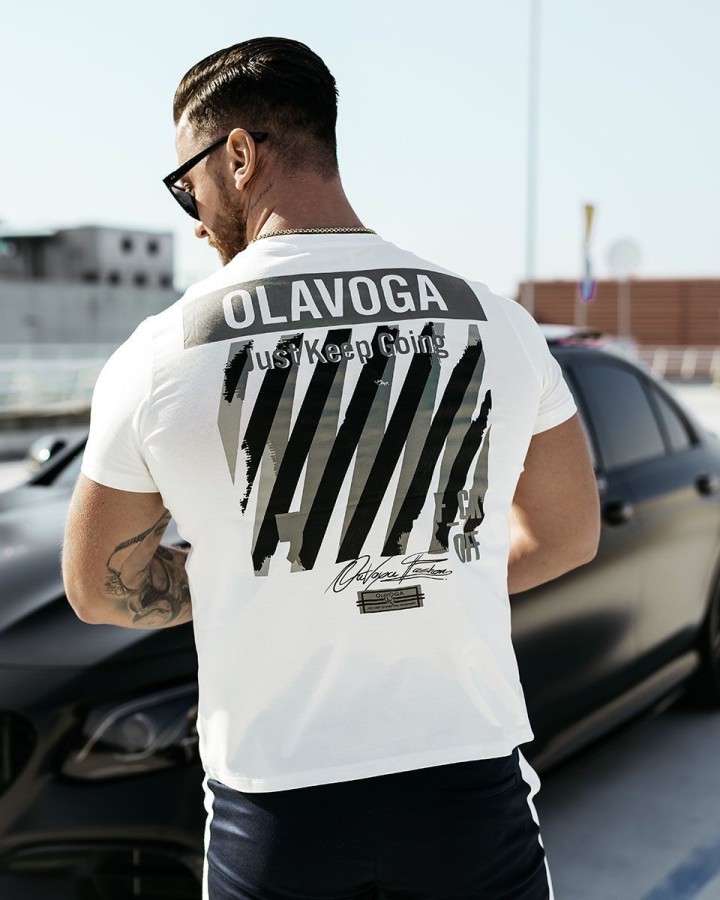 T-shirt męski OLAVOGA SLEEK 2025 ecru - FashionPlace - 2