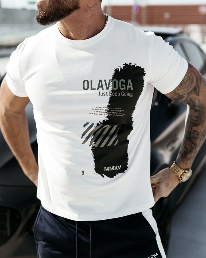 T-shirt męski OLAVOGA SLEEK 2025 ecru - FashionPlace - 3