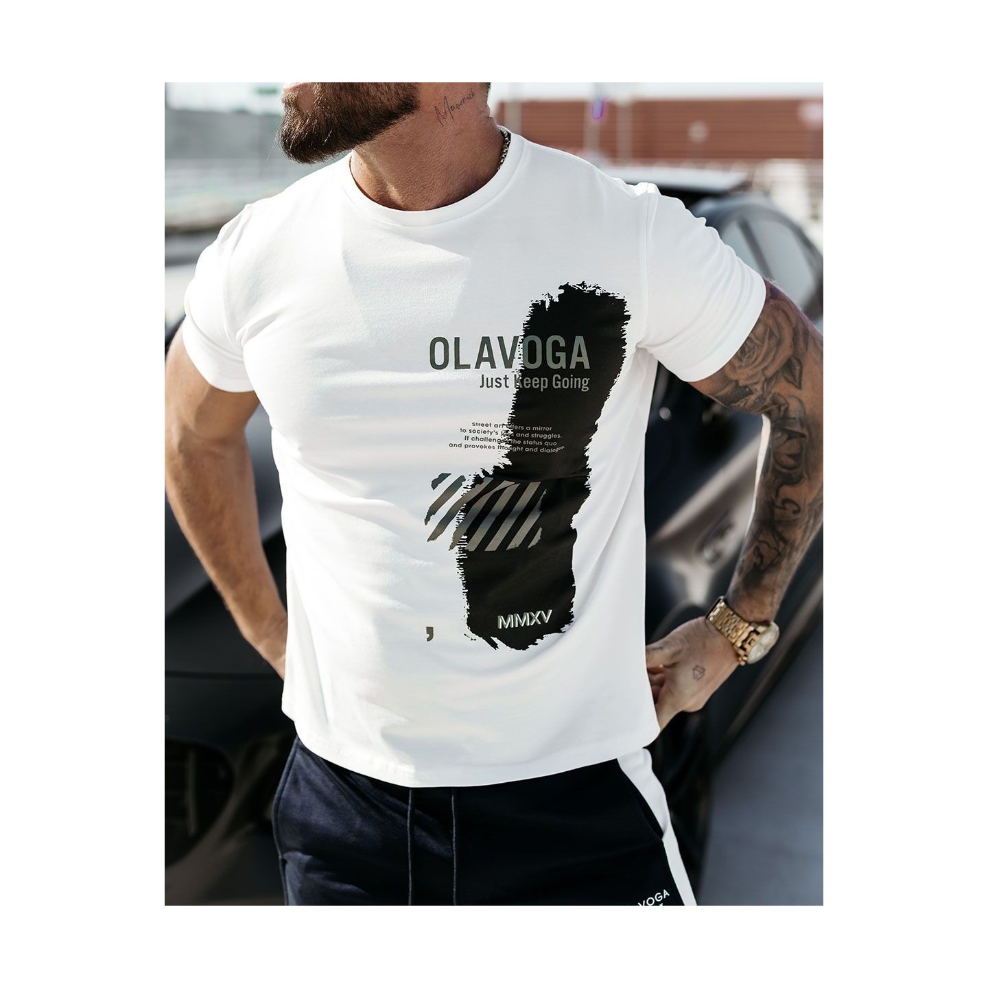 T-shirt męski OLAVOGA SLEEK 2025 ecru - FashionPlace - 3