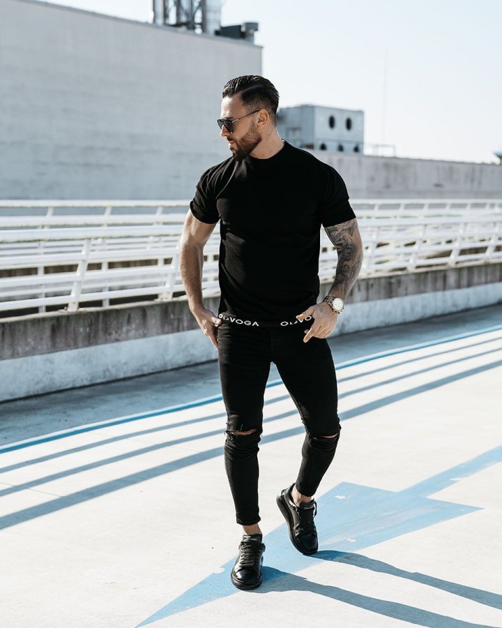 Sweter męski OLAVOGA NAKIS 2025 czerń - FashionPlace - 1