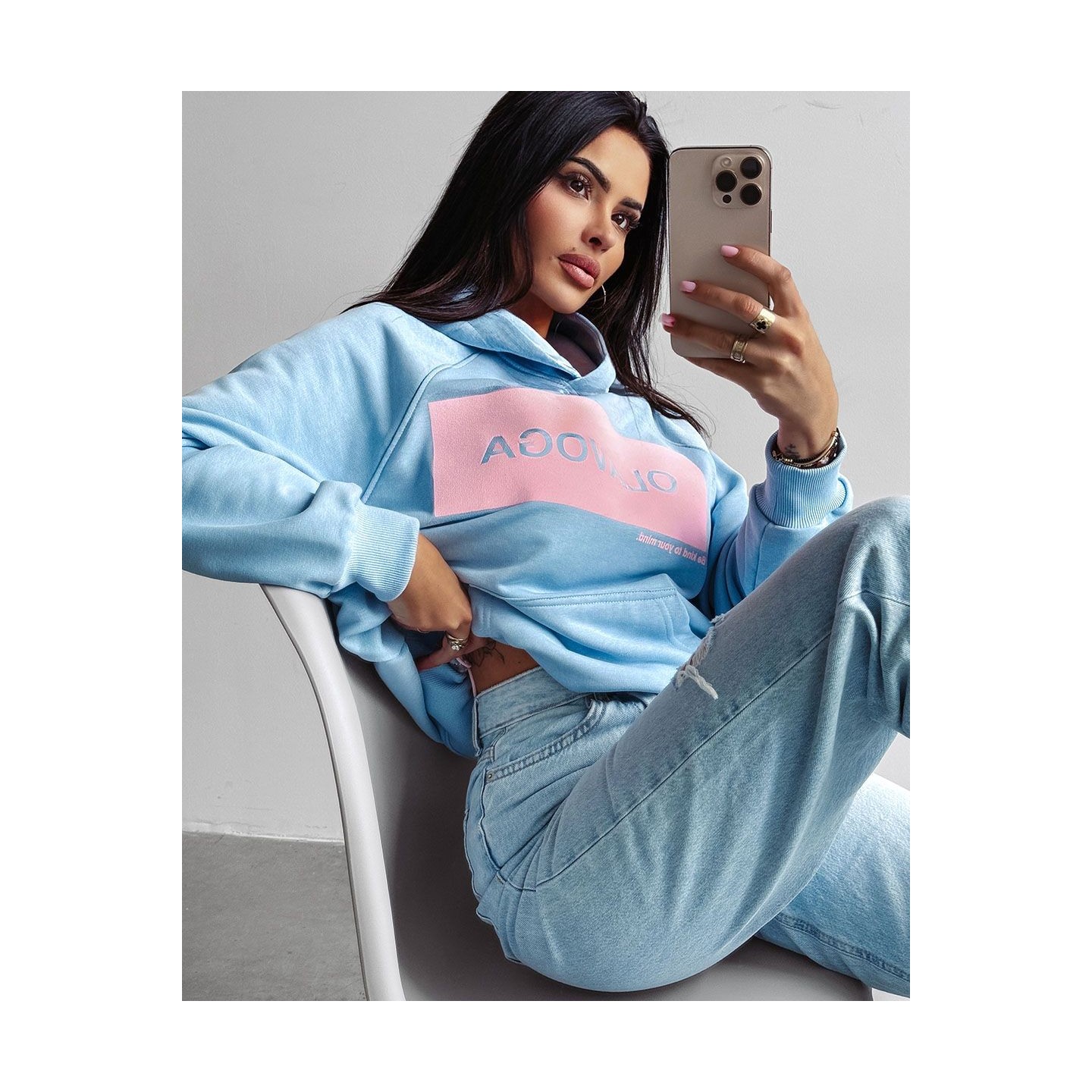 Bluza damska OLAVOGA SWEET ROLL 2025 niebieski - FashionPlace - 3