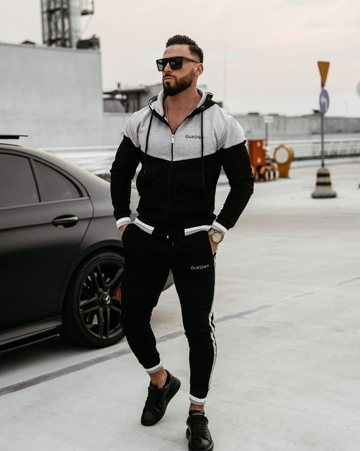 Komplet męski OLAVOGA DUNES 2025 czerń/szary - FashionPlace - 1