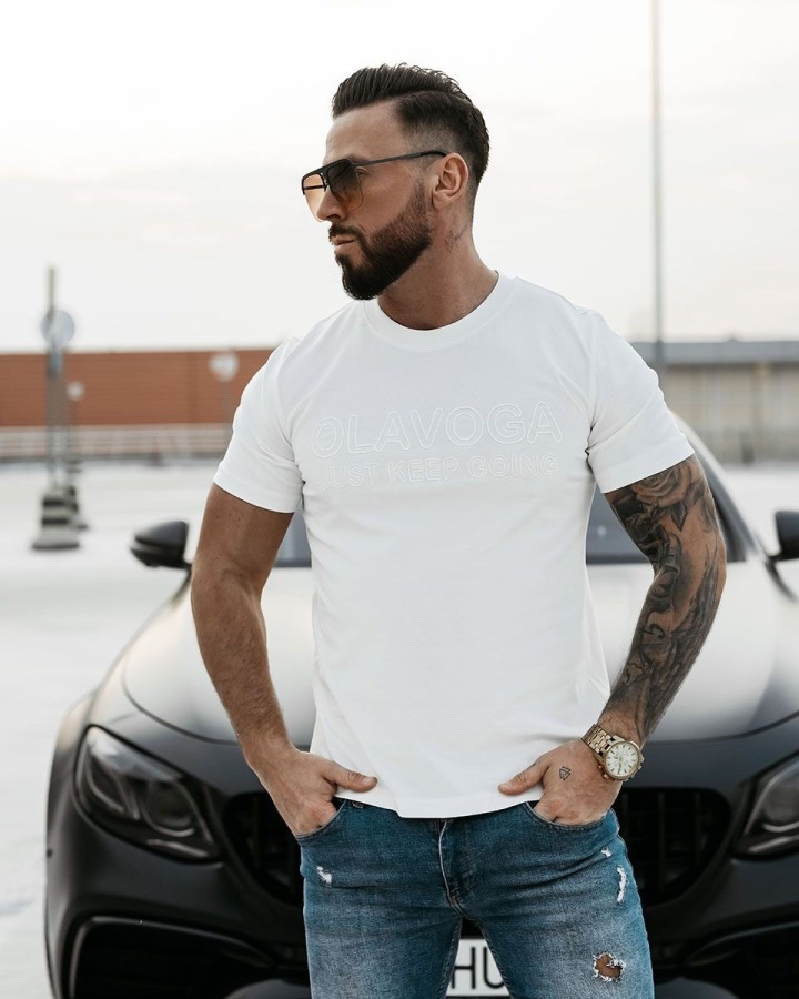 T-shirt męski OLAVOGA GO 2025 ecru - FashionPlace - 2