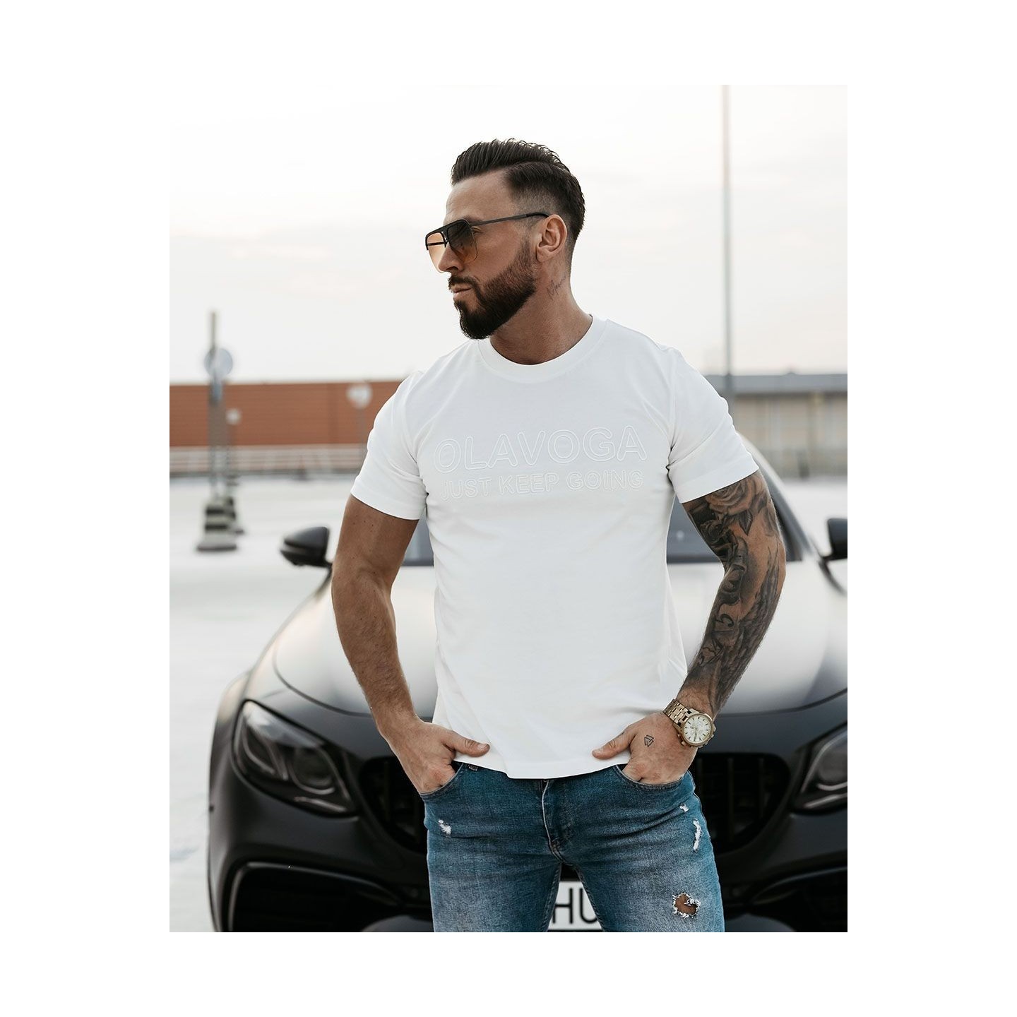 T-shirt męski OLAVOGA GO 2025 ecru - FashionPlace - 2