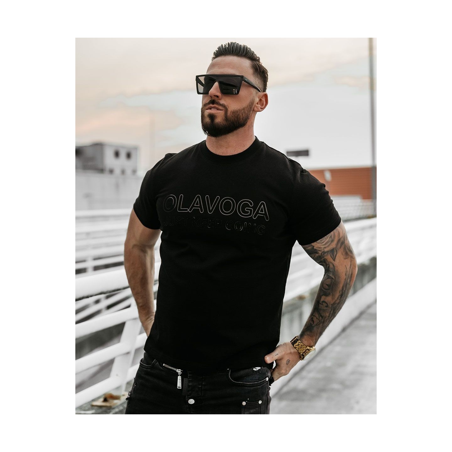 T-shirt męski OLAVOGA GO 2025 czerń - FashionPlace - 2