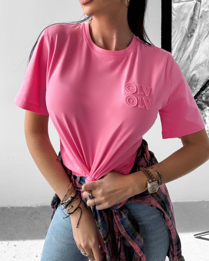 T-shirt damski OLAVOGA SOFT ROSE 2025 róż - FashionPlace - 2