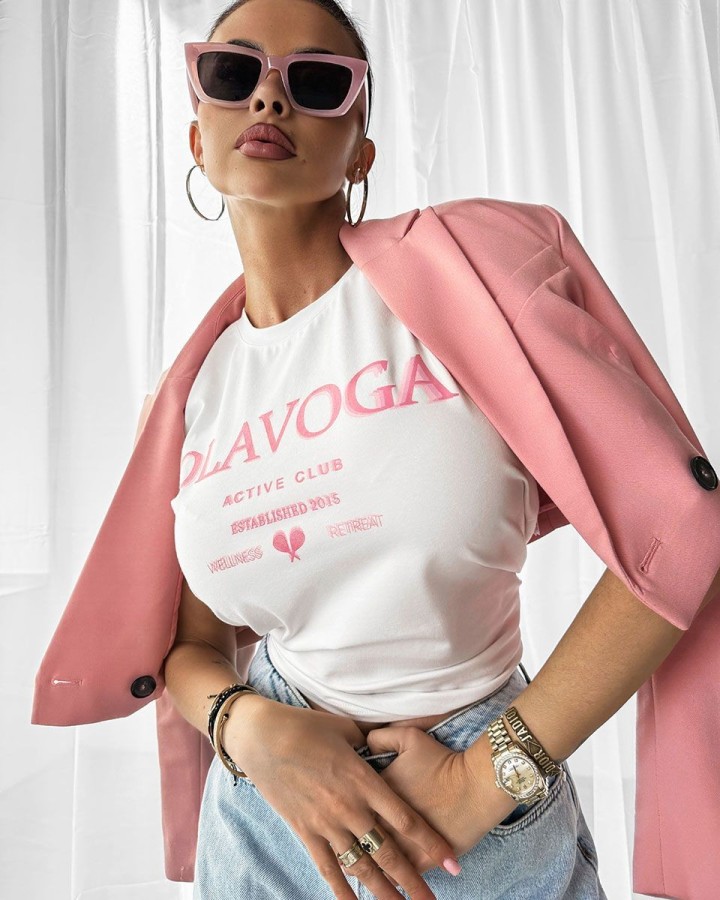 T-shirt damski OLAVOGA IDYLLIC 2025 ecru - FashionPlace - 1