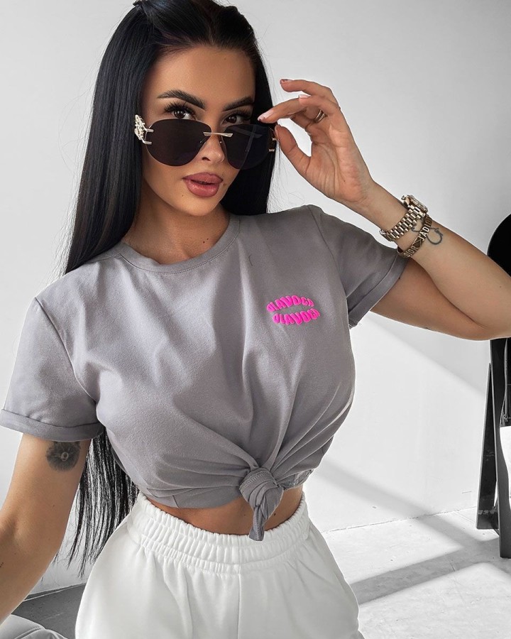 T-shirt damski OLAVOGA MYSTICAL 2025 szary - FashionPlace - 2
