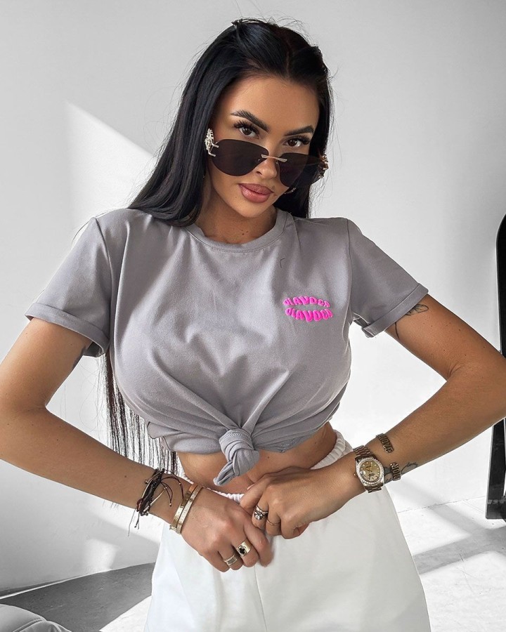 T-shirt damski OLAVOGA MYSTICAL 2025 szary - FashionPlace - 3