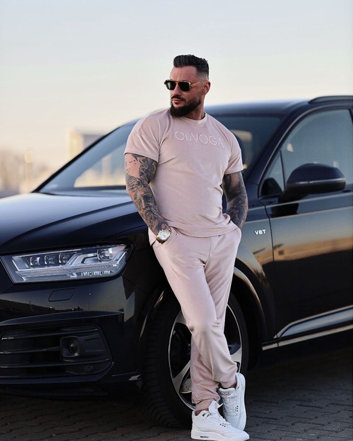 Komplet męski OLAVOGA PIFFLE 2025 beż - FashionPlace - 1