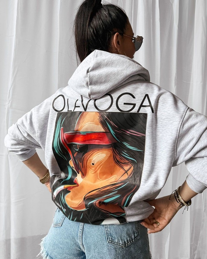 Bluza damska OLAVOGA COLLAGE 2025 szara - FashionPlace - 2