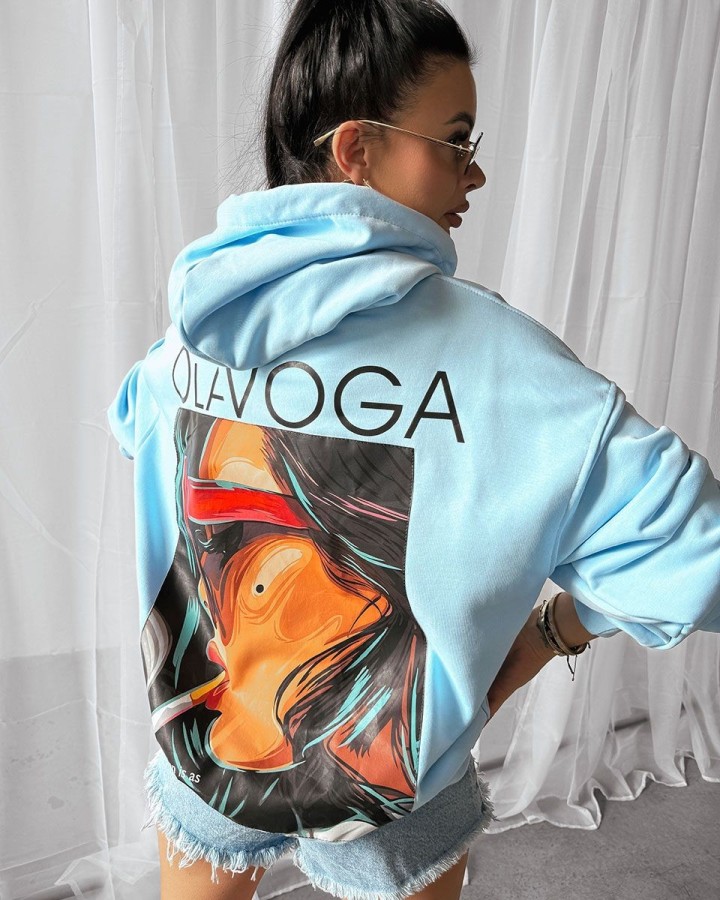 Bluza damska OLAVOGA COLLAGE 2025 niebieska - FashionPlace - 2