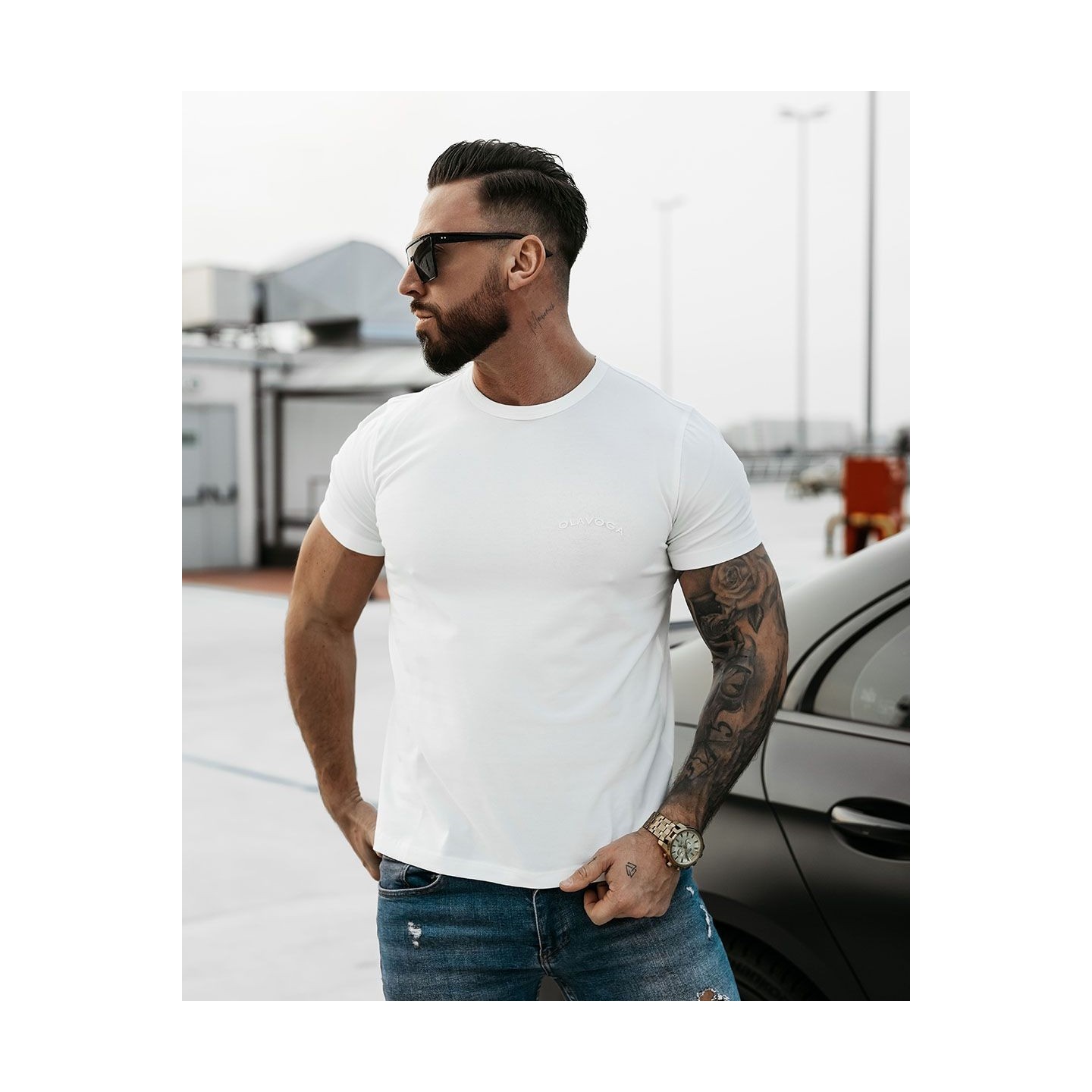 T-shirt męski OLAVOGA SWEET PEONY 2025 ecru - FashionPlace - 2