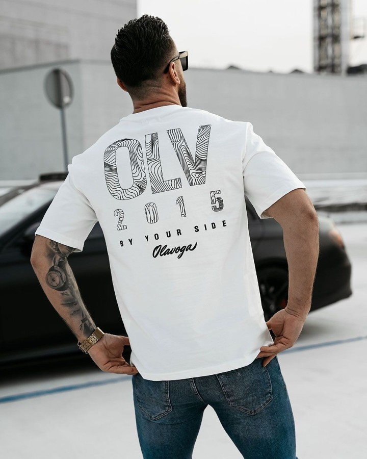 T-shirt męski OLAVOGA BAKAR 2025 ecru - FashionPlace - 1