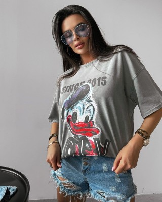 T-shirt damski OLAVOGA MOSE 2025 jasny szary - FashionPlace - 1