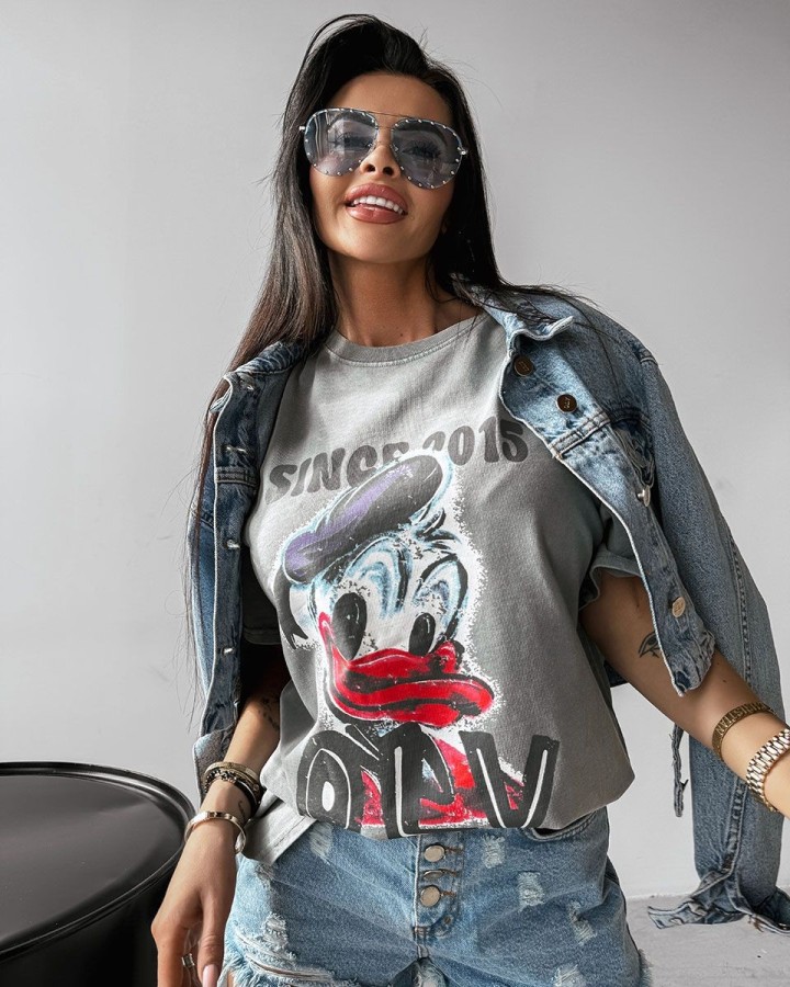 T-shirt damski OLAVOGA MOSE 2025 jasny szary - FashionPlace - 2