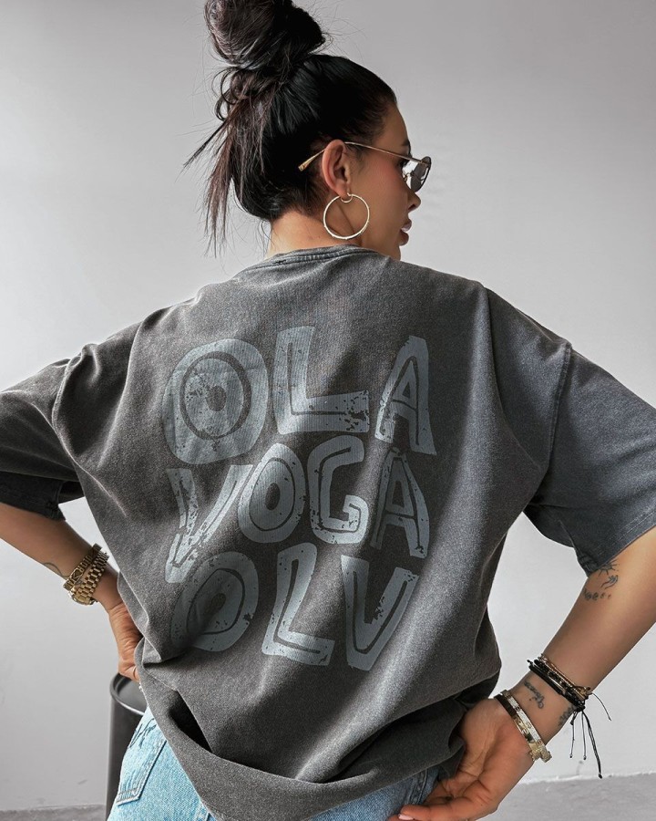 T-shirt damski OLAVOGA MOSE 2025 ciemny szary - FashionPlace - 3