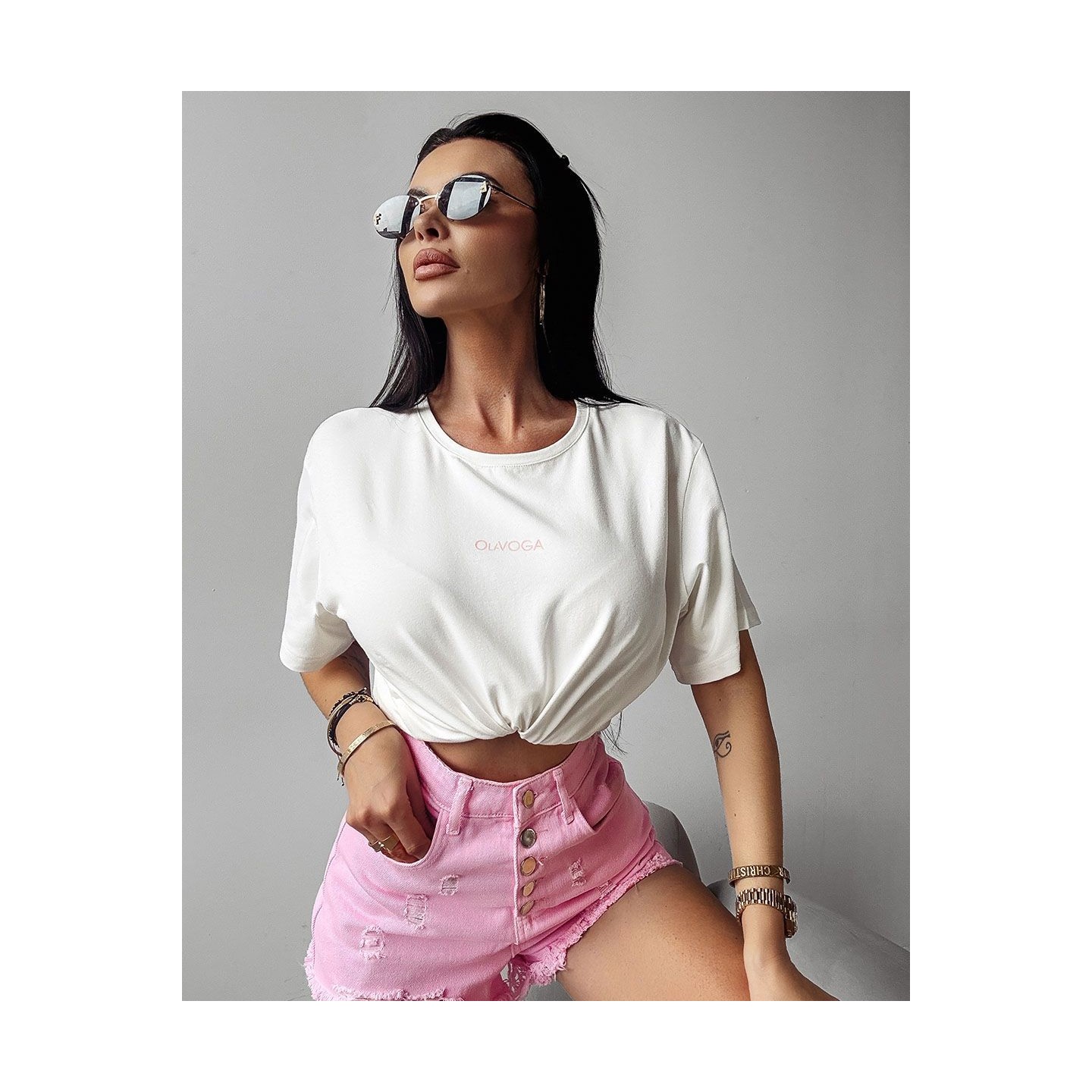 T-shirt damski OLAVOGA HOLD ON 2025 ecru - FashionPlace - 3