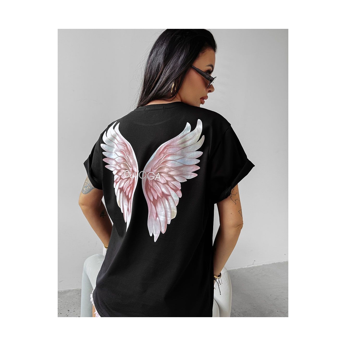 T-shirt damski OLAVOGA HOLD ON 2025 czerń - FashionPlace - 3