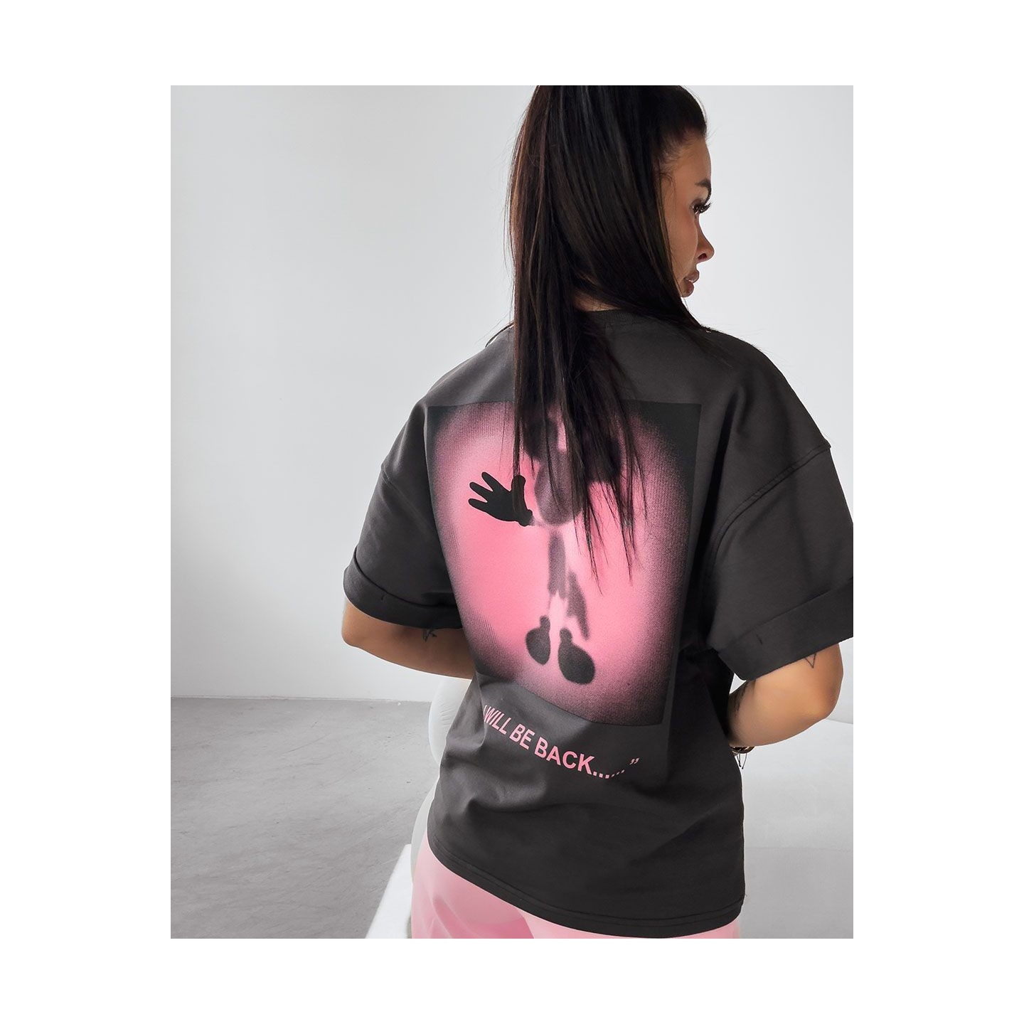 T-shirt damski OLAVOGA THEBES 2025 szary - FashionPlace - 3