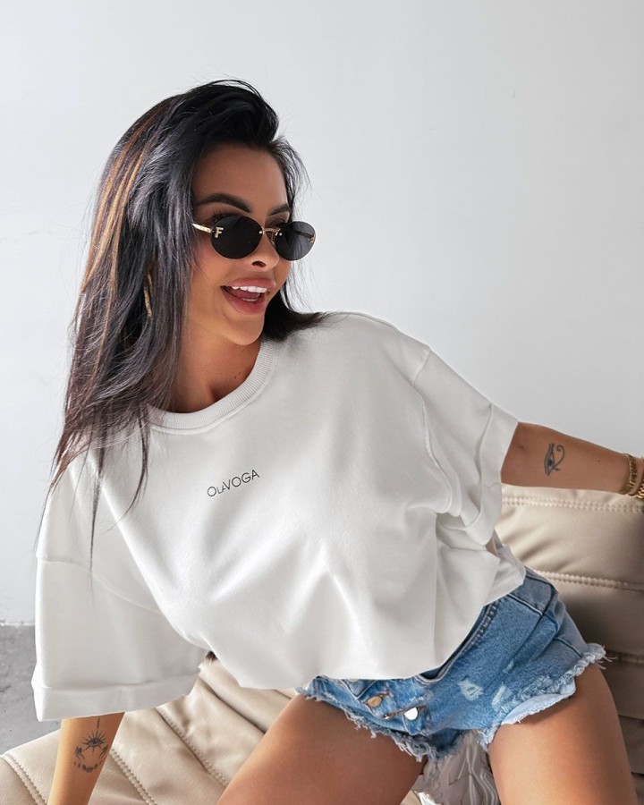 T-shirt damski OLAVOGA THEBES 2025 ecru - FashionPlace - 2