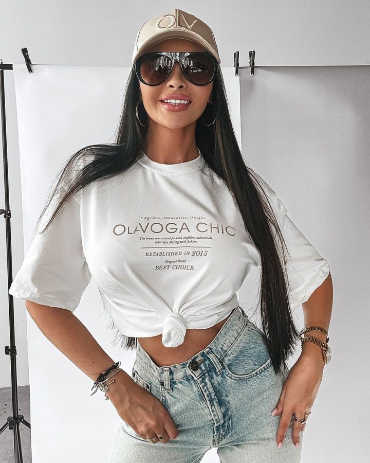T-shirt damski OLAVOGA EBRO 2025 ecru - FashionPlace - 3