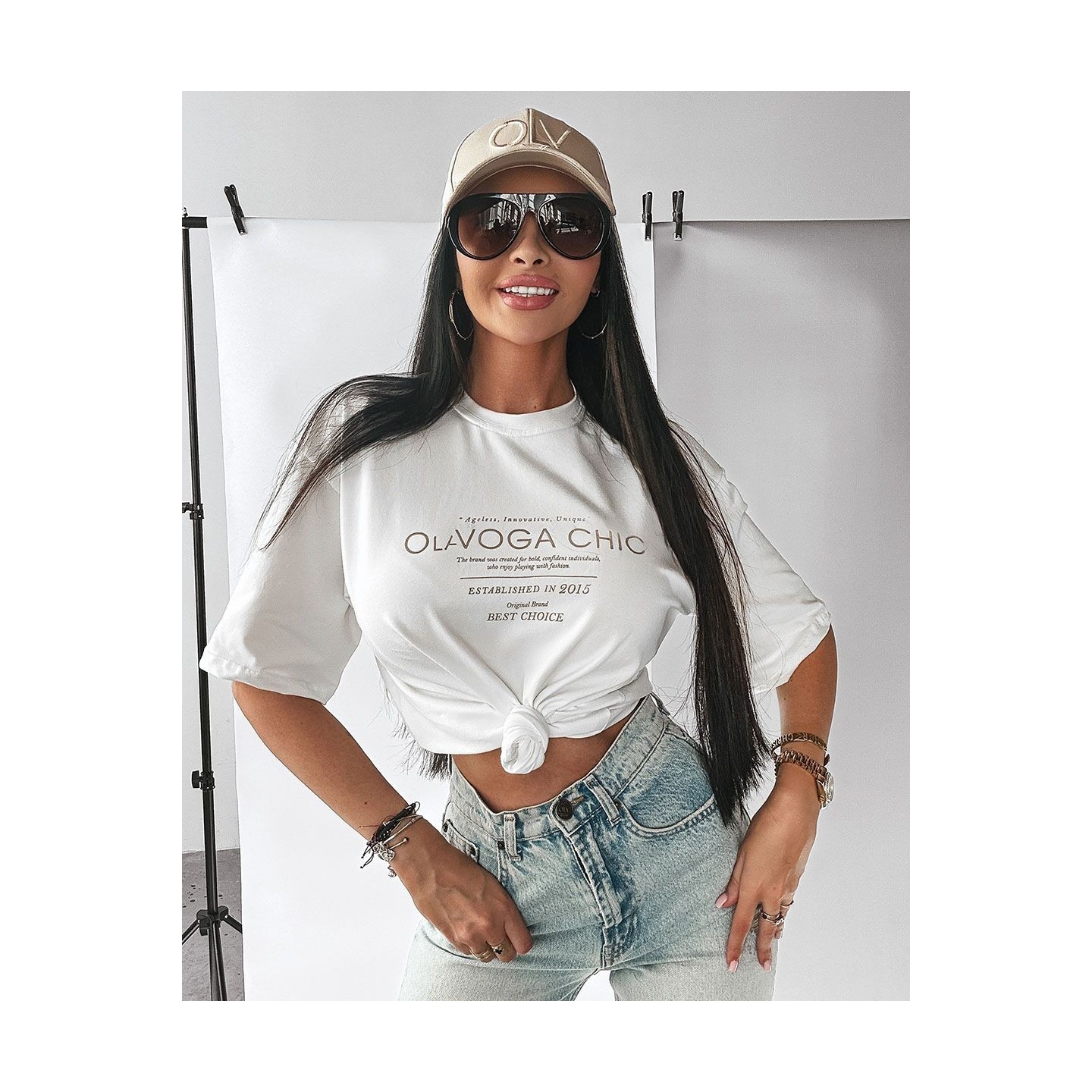T-shirt damski OLAVOGA EBRO 2025 ecru - FashionPlace - 3