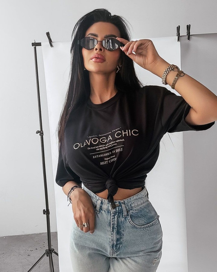 T-shirt damski OLAVOGA EBRO 2025 czerń - FashionPlace - 2