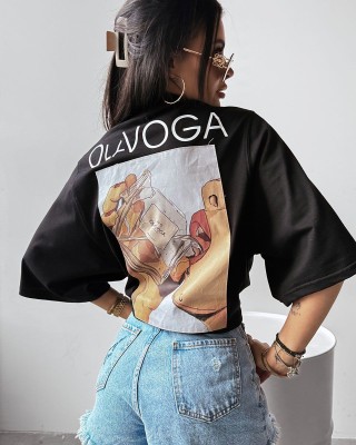 T-shirt damski OLAVOGA ONTARIO 2025 czerń - FashionPlace - 1