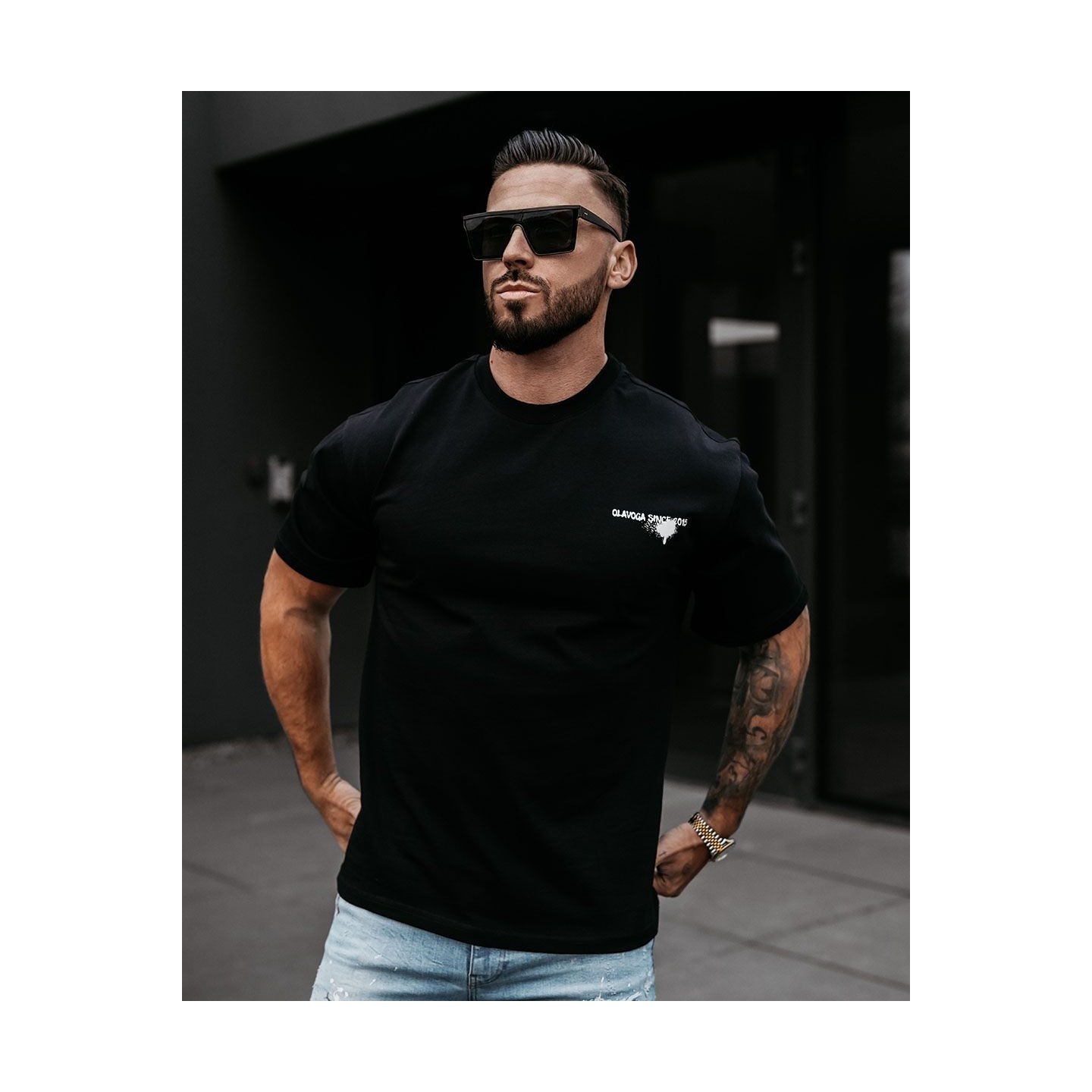 T-shirt męski OLAVOGA GOOSE 2025 czerń - FashionPlace - 3