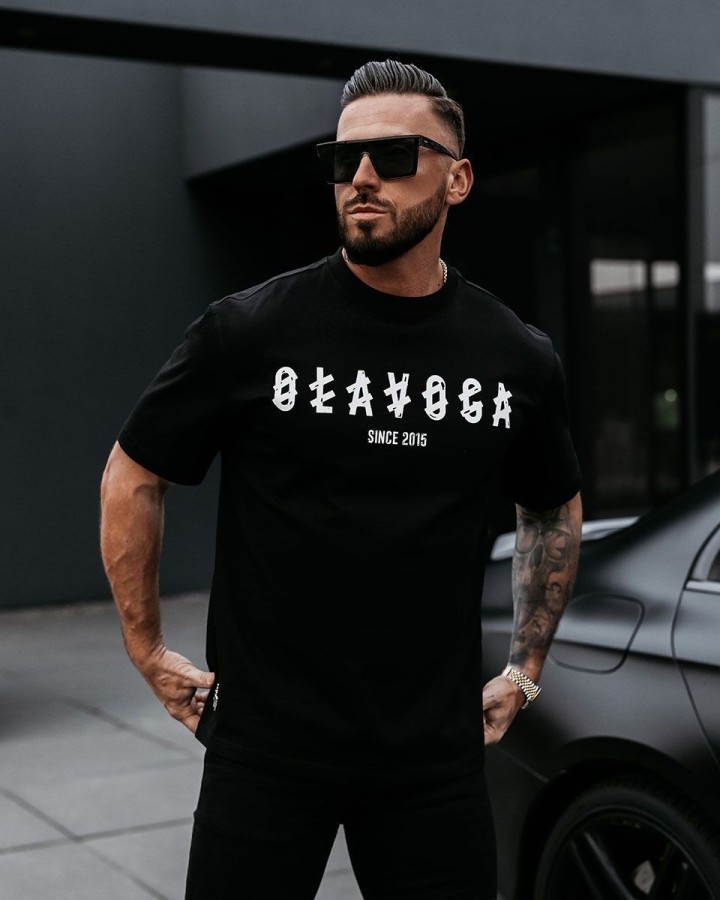 T-shirt męski OLAVOGA METAL 2025 czerń - FashionPlace - 1