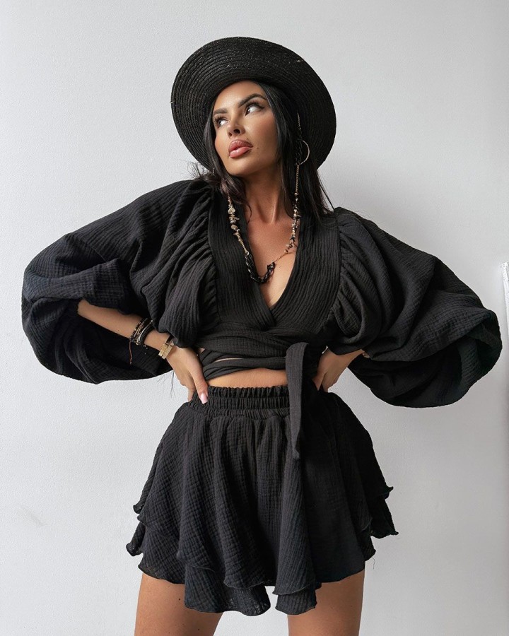 Komplet damski OLAVOGA NEGRONI 2025 czerń - FashionPlace - 1