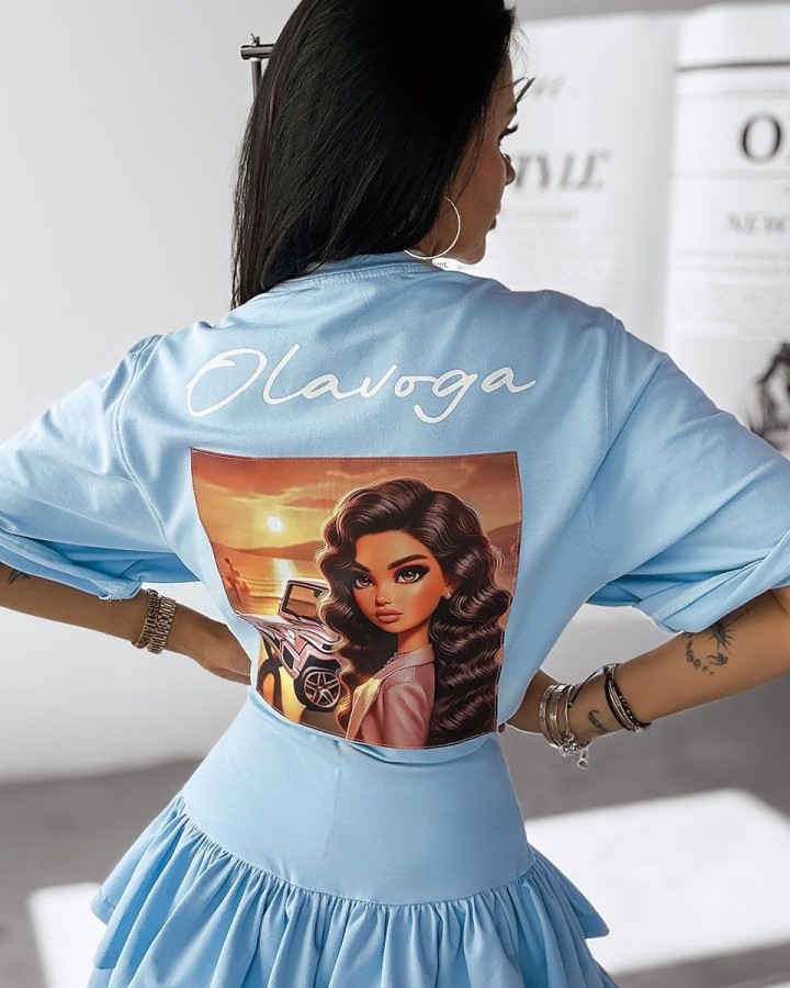 T-shirt damski OLAVOGA CAMPARI 2025 niebieski - FashionPlace - 2
