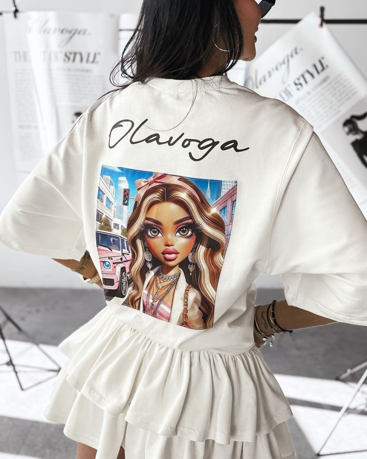 T-shirt damski OLAVOGA CAMPARI 2025 ecru - FashionPlace - 1