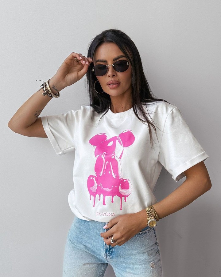 T-shirt damski OLAVOGA GO ON 2025 ecru - FashionPlace - 2