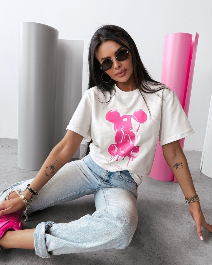 T-shirt damski OLAVOGA GO ON 2025 ecru - FashionPlace - 3