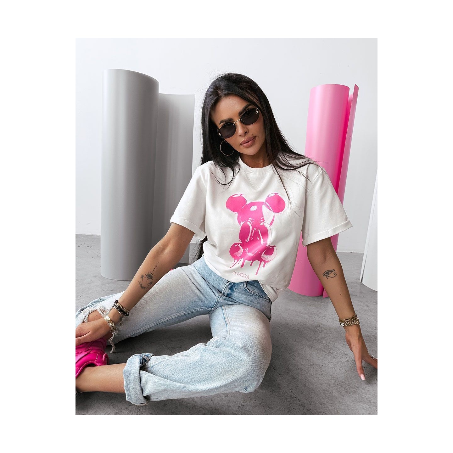 T-shirt damski OLAVOGA GO ON 2025 ecru - FashionPlace - 3