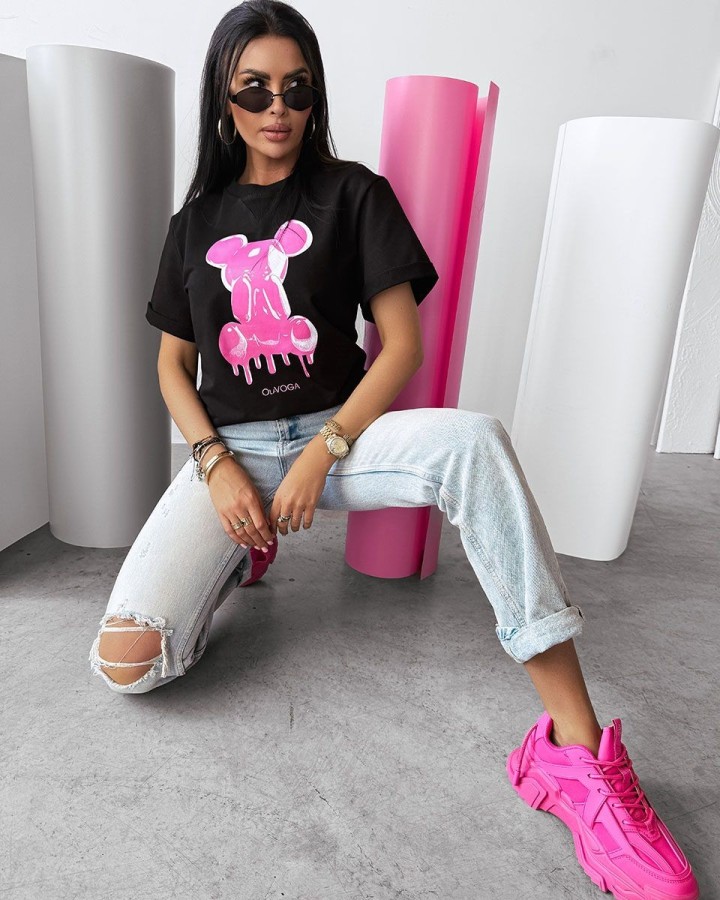 T-shirt damski OLAVOGA GO ON 2025 czerń - FashionPlace - 3